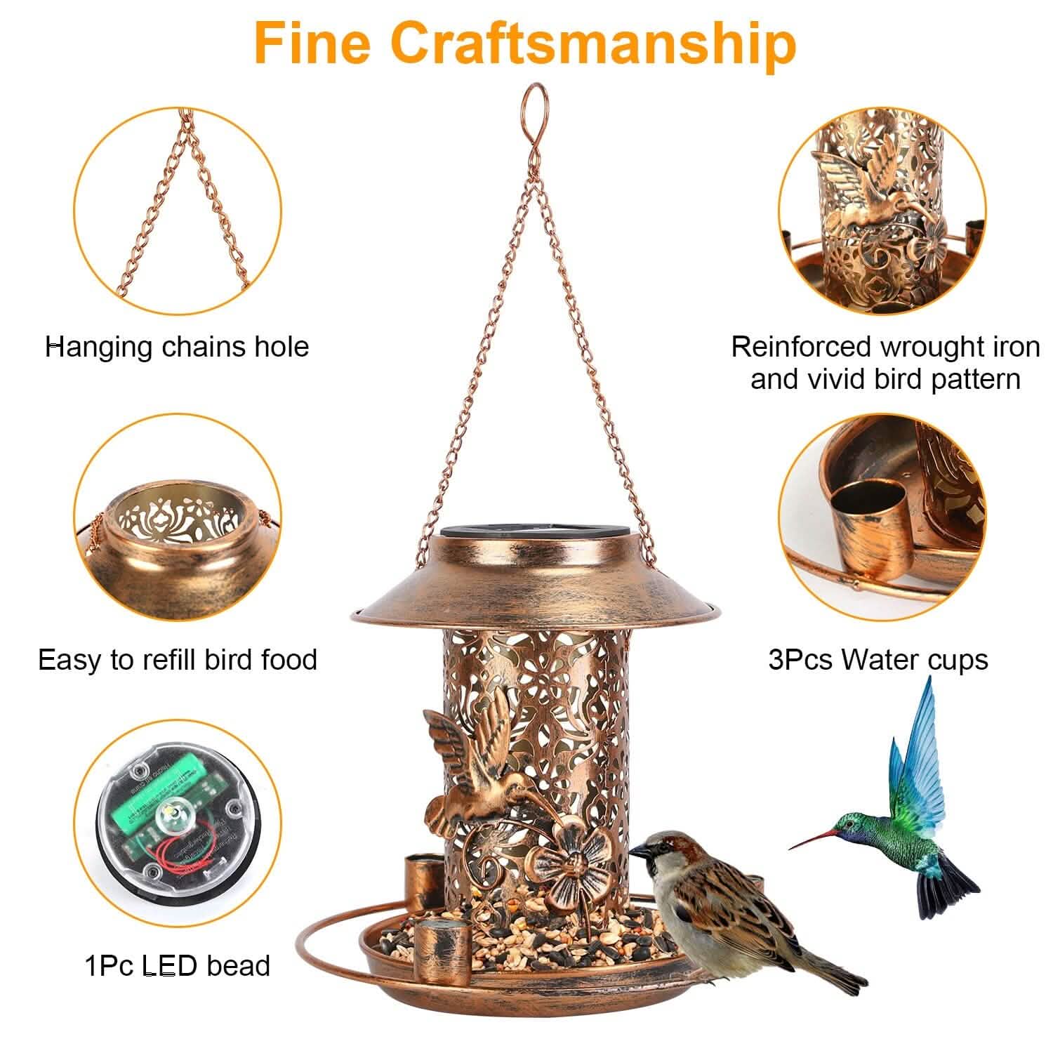 Solar Decorative Hanging Bird Feeder Lantern Garden & Patio - Tophatter Daily Deals