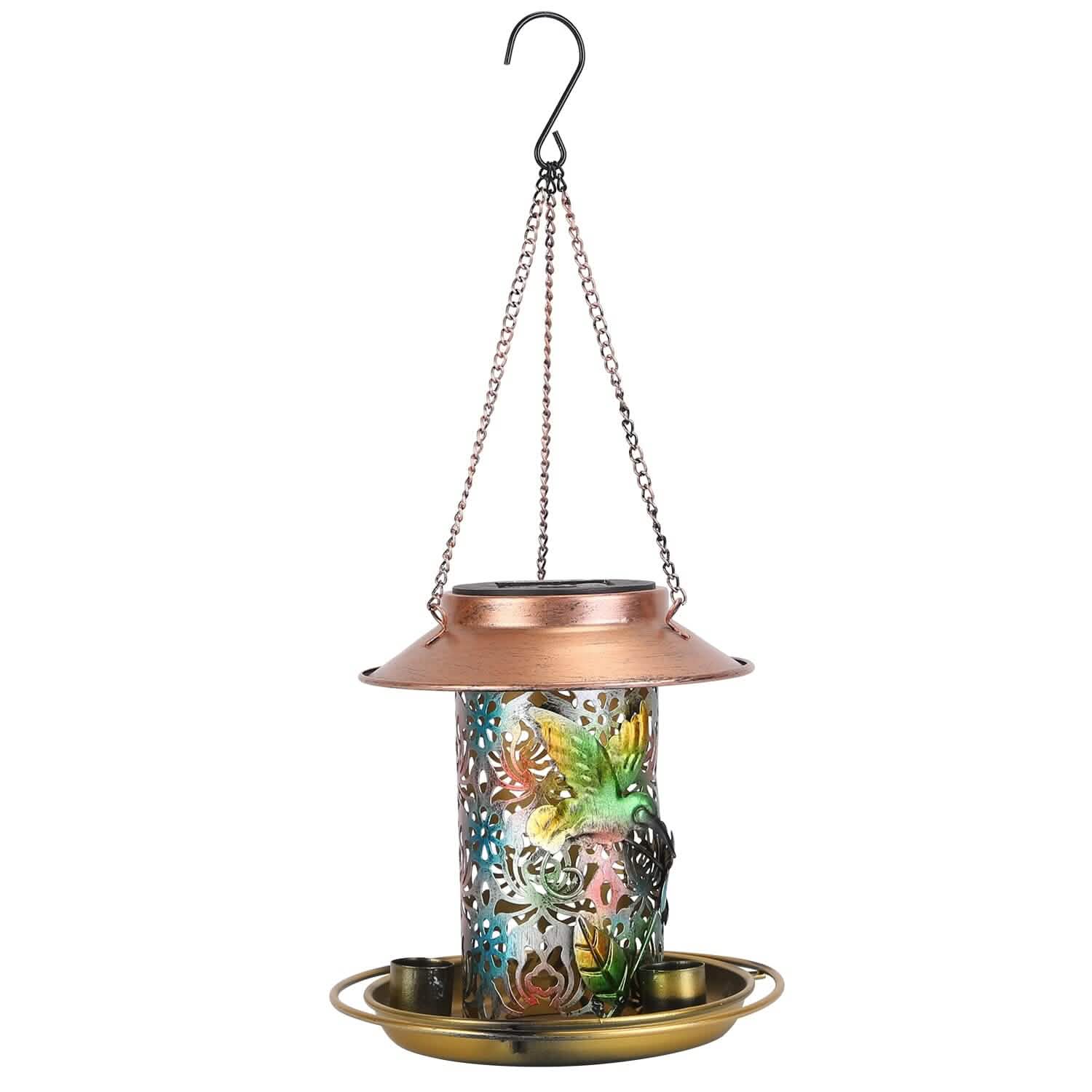 Solar Decorative Hanging Bird Feeder Lantern Multicolor Garden & Patio - Tophatter Daily Deals