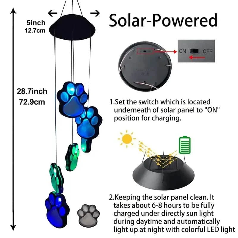 Solar Dog Claw Wind Chime Light Solar Outdoor Lights - Tophatter Daily Deals