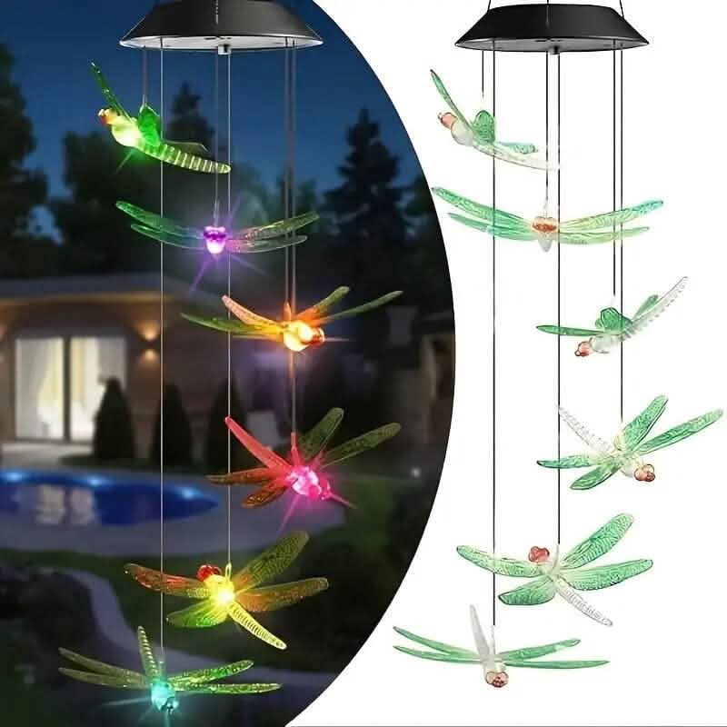 Solar Dragonfly Wind Chimes Lights Solar Outdoor Lights - Tophatter Daily Deals