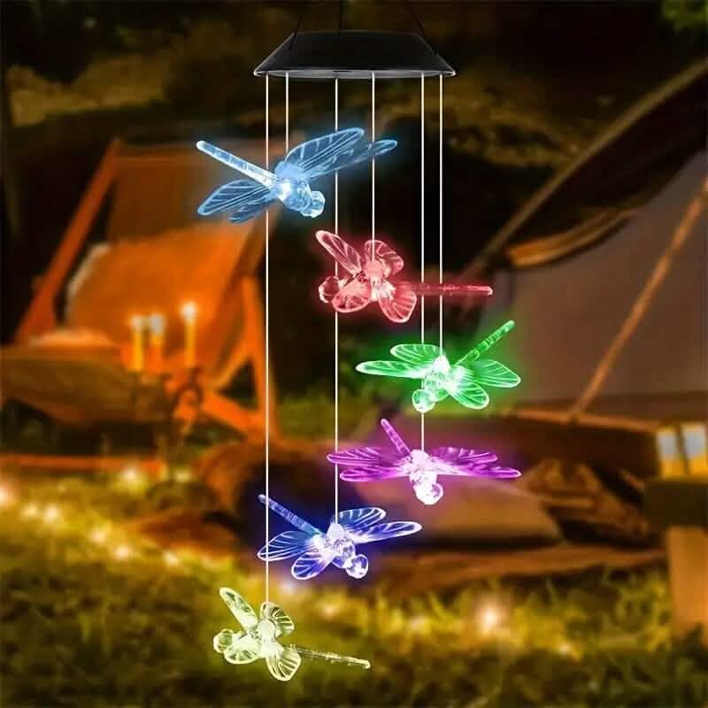Solar Dragonfly Wind Chimes Lights Solar Outdoor Lights - Tophatter Daily Deals