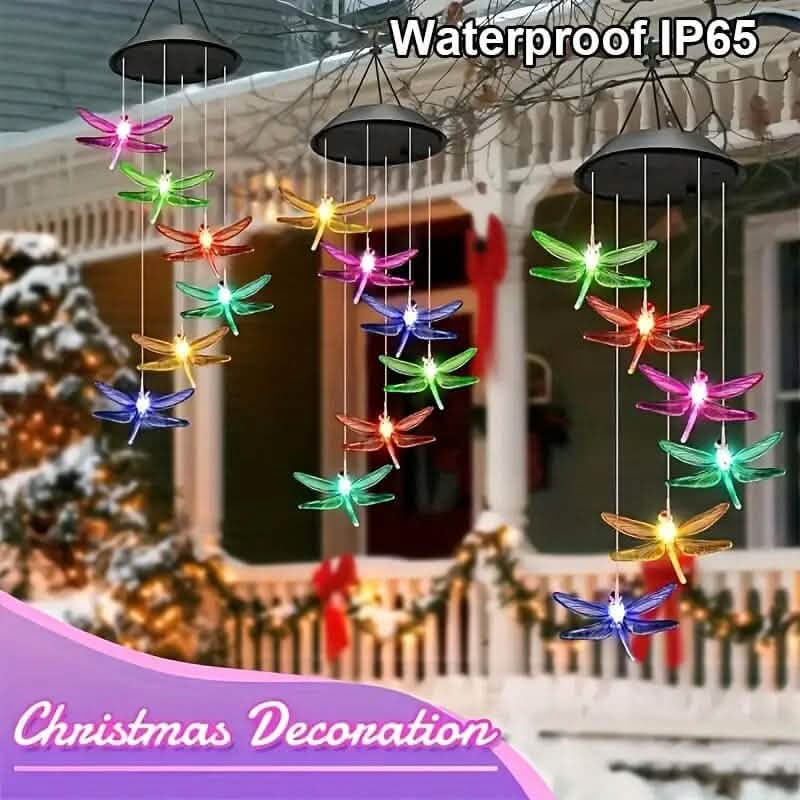 Solar Dragonfly Wind Chimes Lights Solar Outdoor Lights - Tophatter Daily Deals