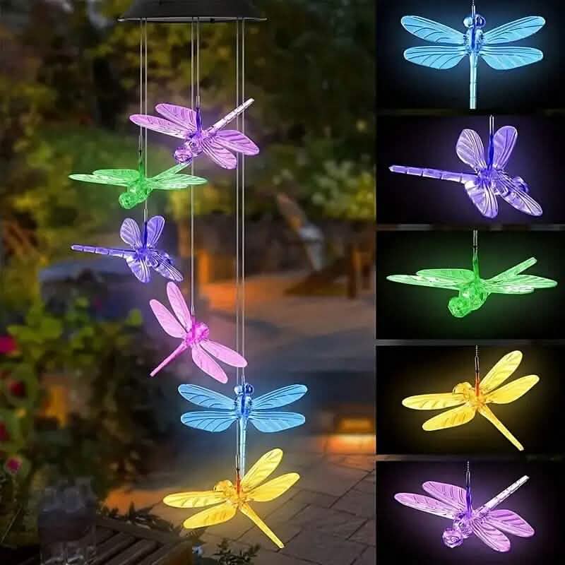 Solar Dragonfly Wind Chimes Lights Solar Outdoor Lights - Tophatter Daily Deals