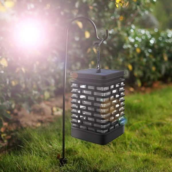 Solar Flame Hanging Lantern Lights 1-Pack Solar Outdoor Lights - Tophatter Daily Deals