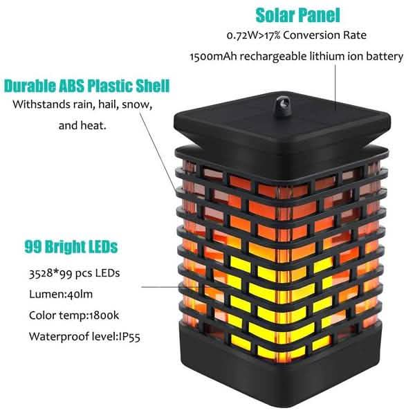 Solar Flame Hanging Lantern Lights Solar Outdoor Lights - Tophatter Daily Deals