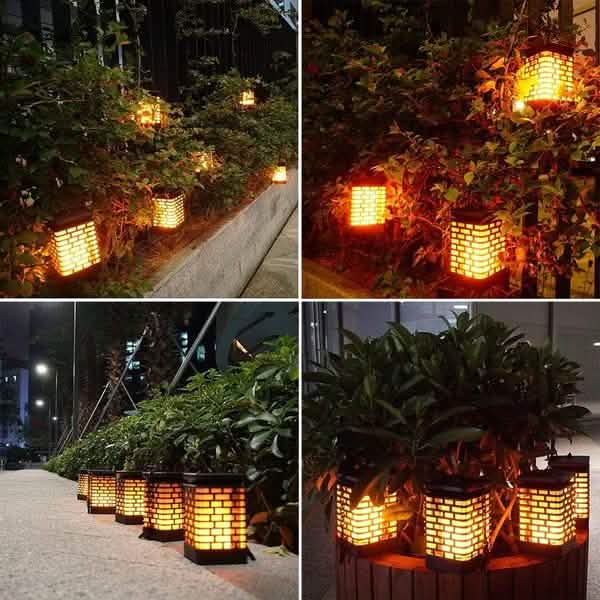 Solar Flame Hanging Lantern Lights Solar Outdoor Lights - Tophatter Daily Deals