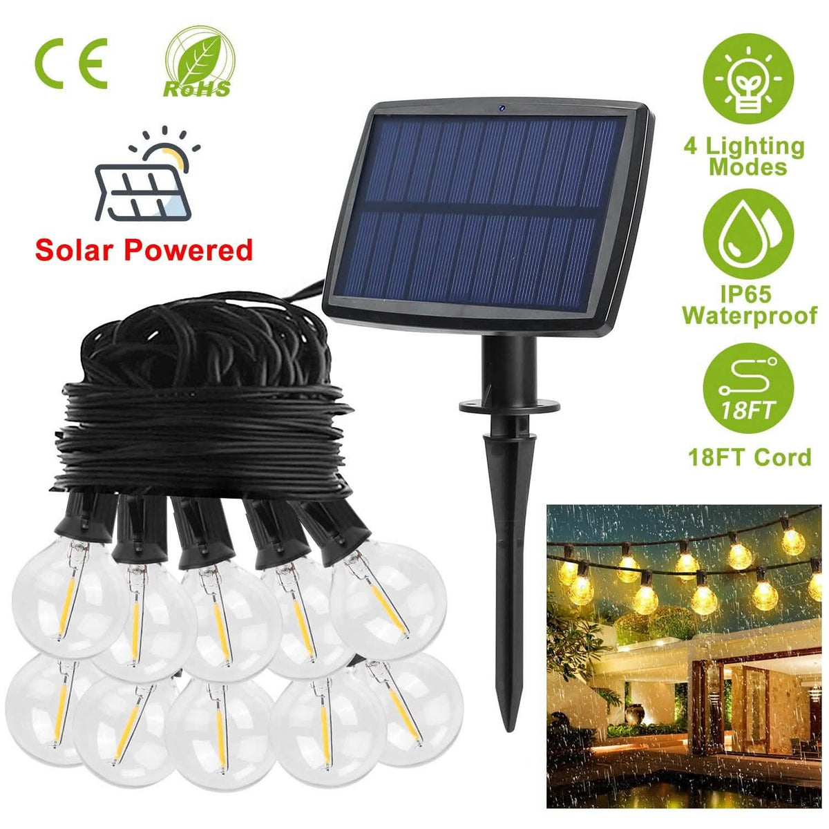 Solar Globe String Light Waterball LED String & Fairy Lights - Tophatter Daily Deals