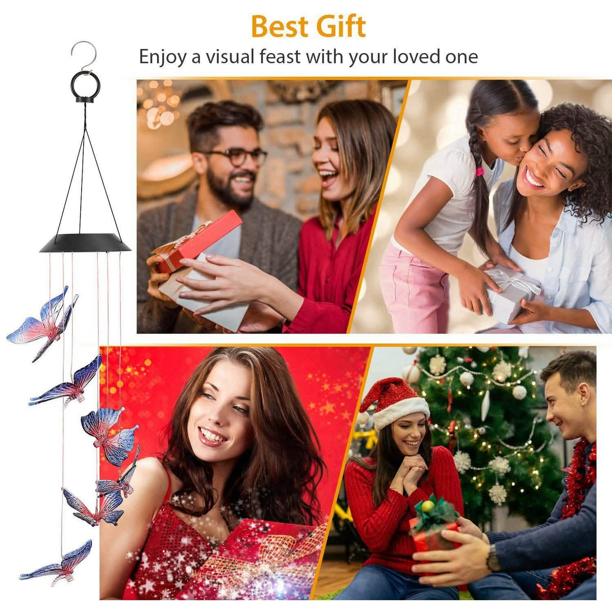 Solar LED Butterfly Wind Chimes String & Fairy Lights - Tophatter Daily Deals