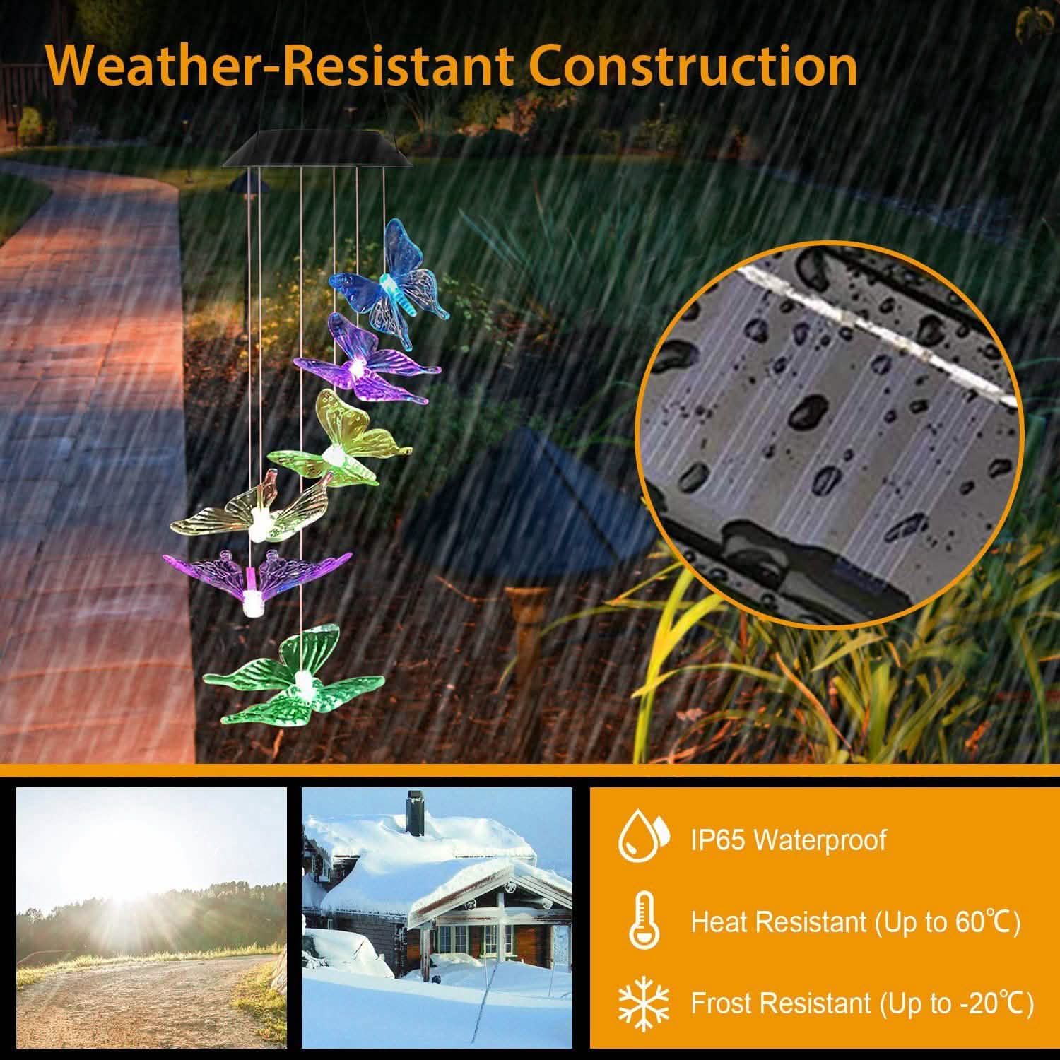 Solar LED Butterfly Wind Chimes String & Fairy Lights - Tophatter Daily Deals