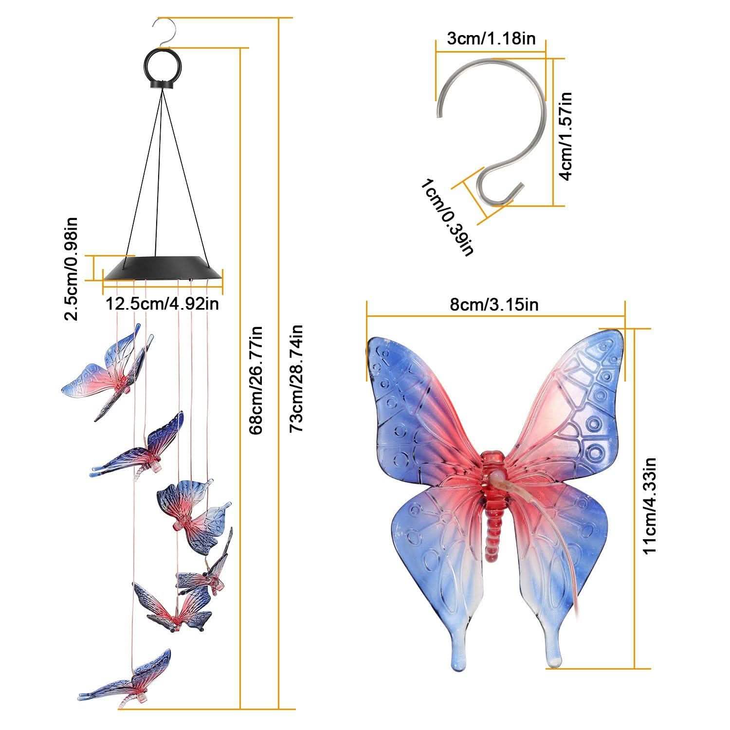 Solar LED Butterfly Wind Chimes String & Fairy Lights - Tophatter Daily Deals