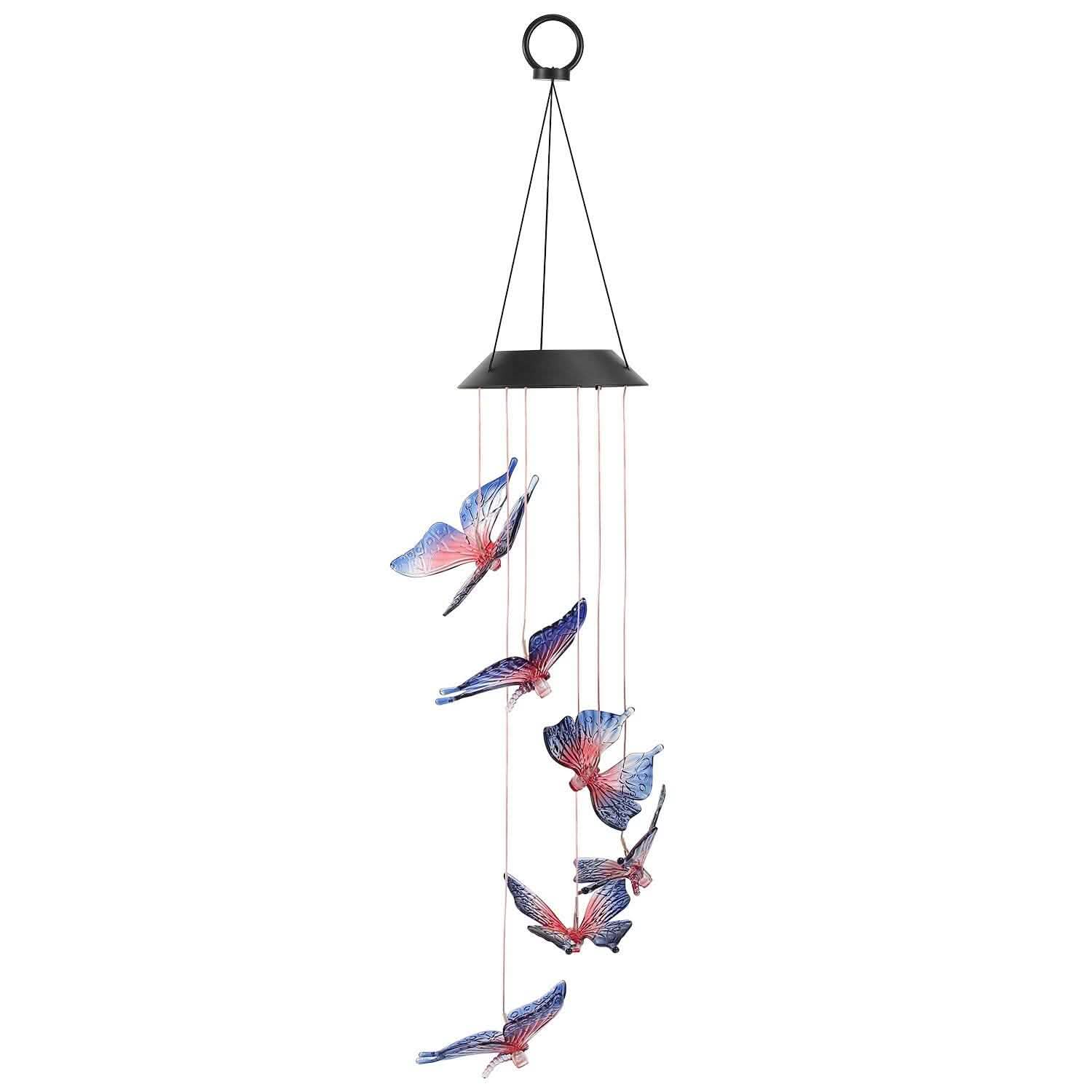 Solar LED Butterfly Wind Chimes String & Fairy Lights - Tophatter Daily Deals