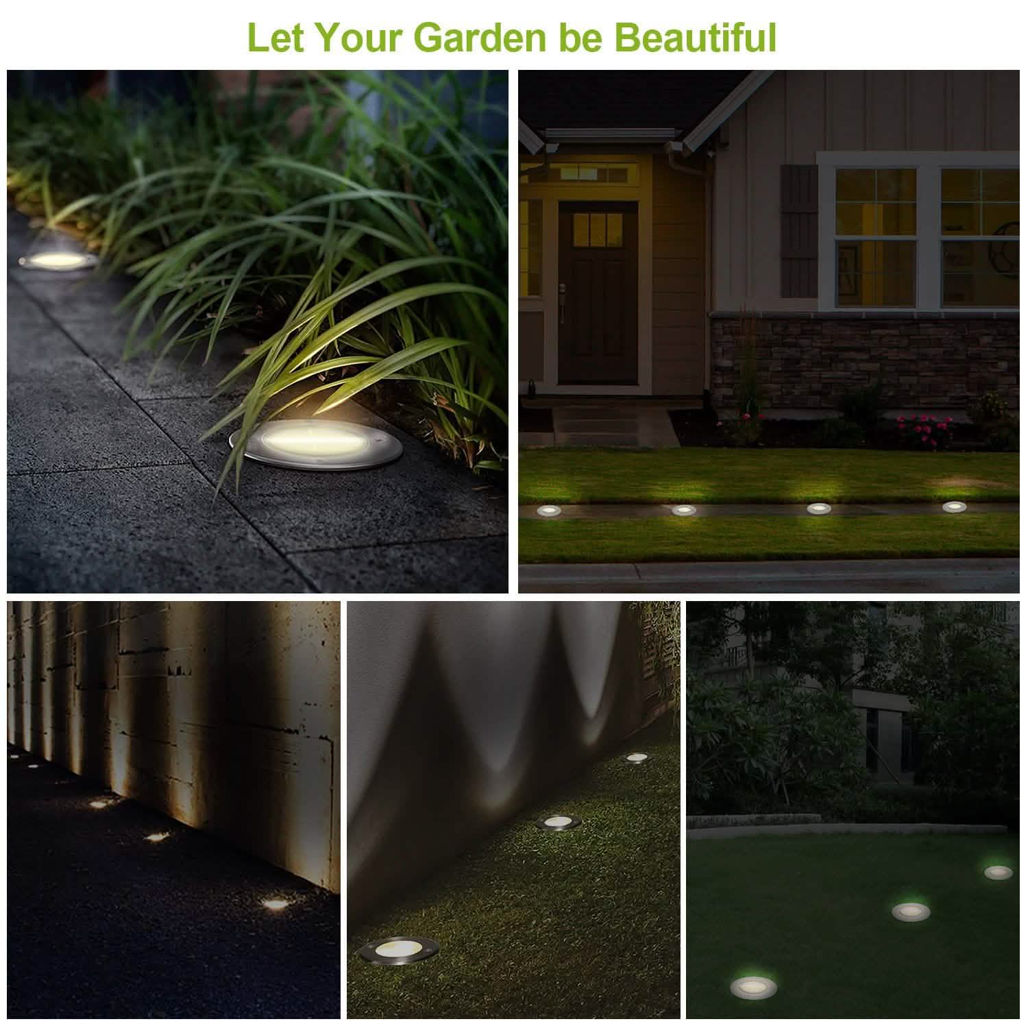Solar LED Disk Lights IP44 Water Resistant Light Sensor Outdoor Lighting - Tophatter Daily Deals