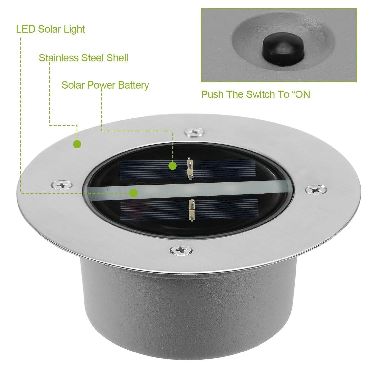Solar LED Disk Lights IP44 Water Resistant Light Sensor Outdoor Lighting - Tophatter Daily Deals