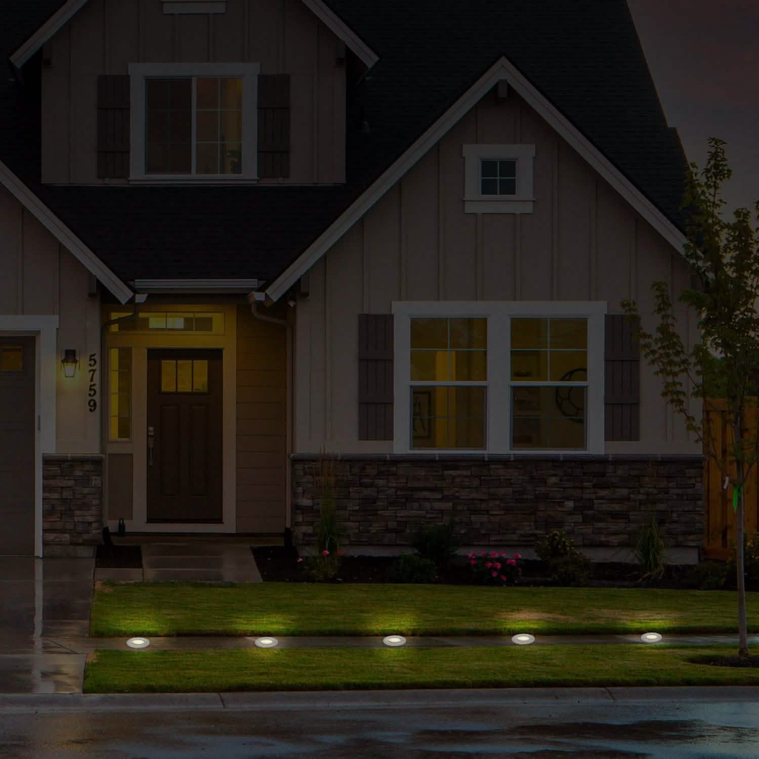 Solar LED Disk Lights IP44 Water Resistant Light Sensor Outdoor Lighting - Tophatter Daily Deals