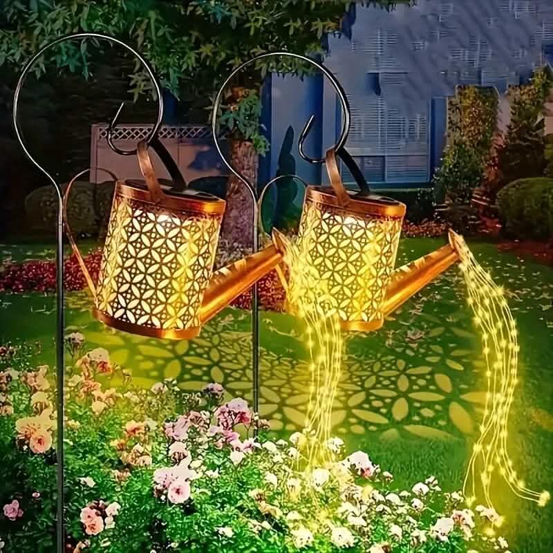 Solar LED Watering Can String Lights 2-Pack LED String Lights - Tophatter Daily Deals