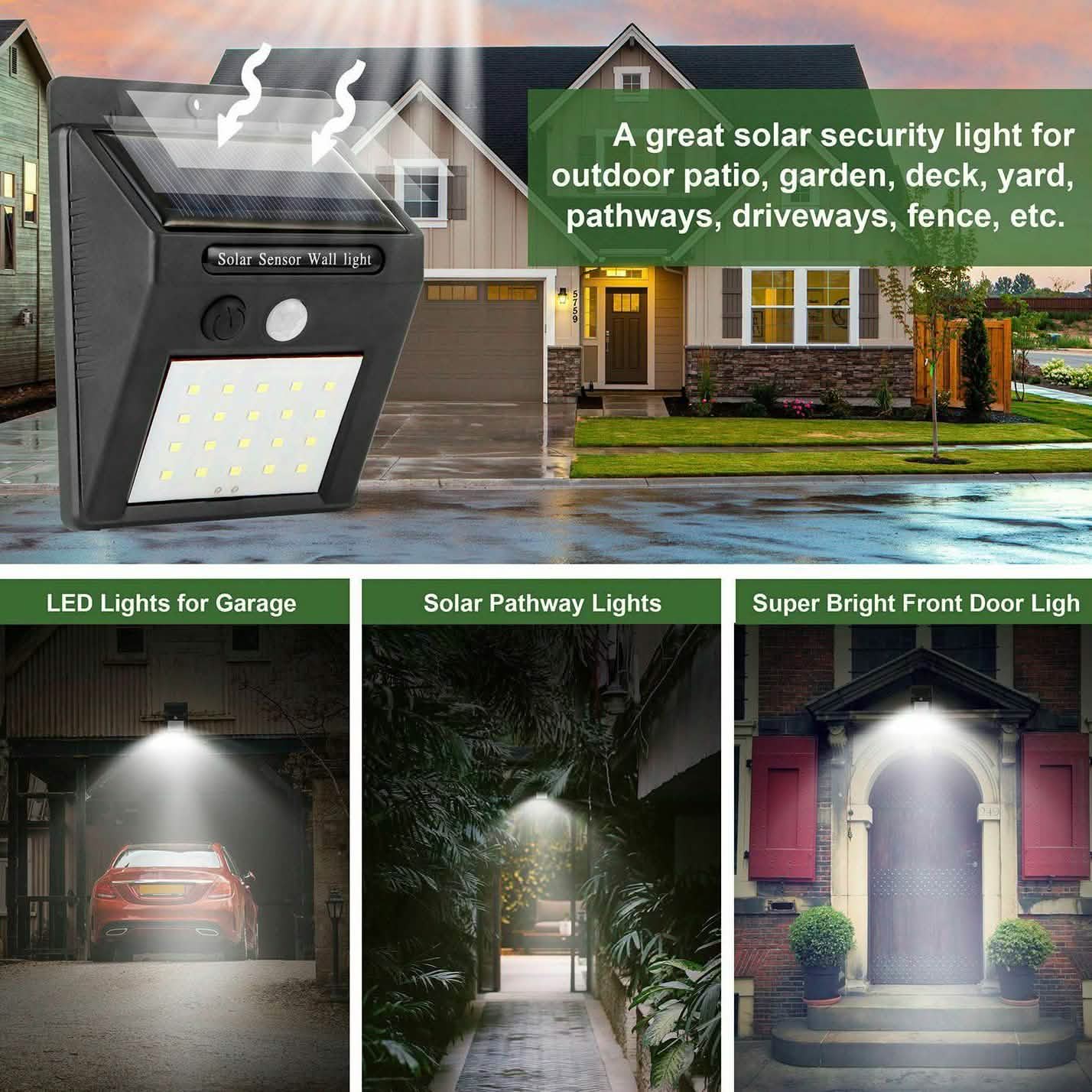 Solar Light 20 LEDs Outdoor PIR Outdoor Lighting - Tophatter Daily Deals