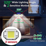 Solar Light Outdoor with Remote Control Double Motion Sensor Light 306/208 Led Wall Lamp IP65 Spotlight Exterior Garage Lighting Solar Outdoor Lights - Tophatter Daily Deals