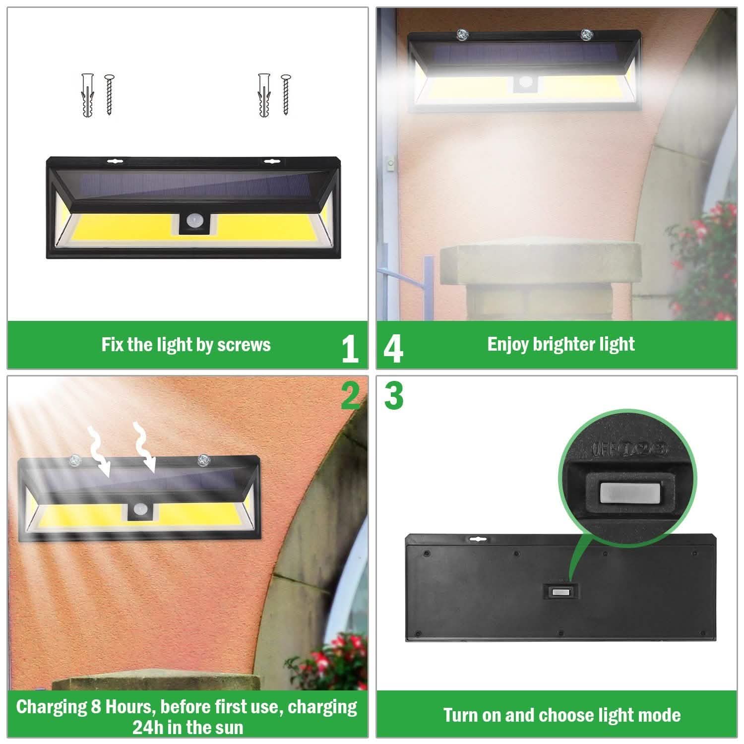 Solar Lights 180 LEDS Solar Wall Light Outdoor Lighting - Tophatter Daily Deals