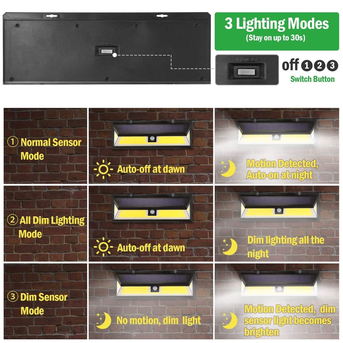 Solar Lights 180 LEDS Solar Wall Light Outdoor Lighting - Tophatter Daily Deals