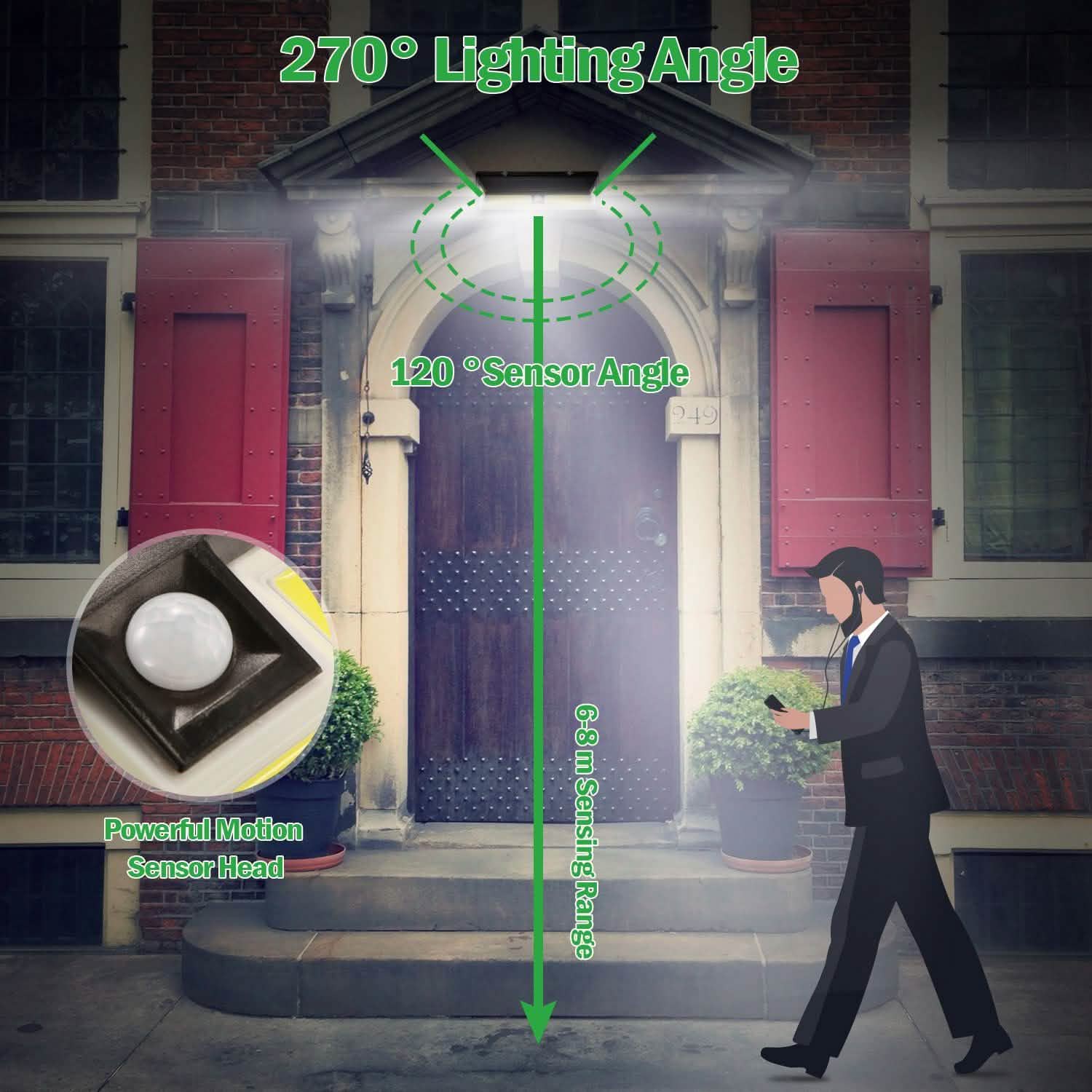 Solar Lights 180 LEDS Solar Wall Light Outdoor Lighting - Tophatter Daily Deals