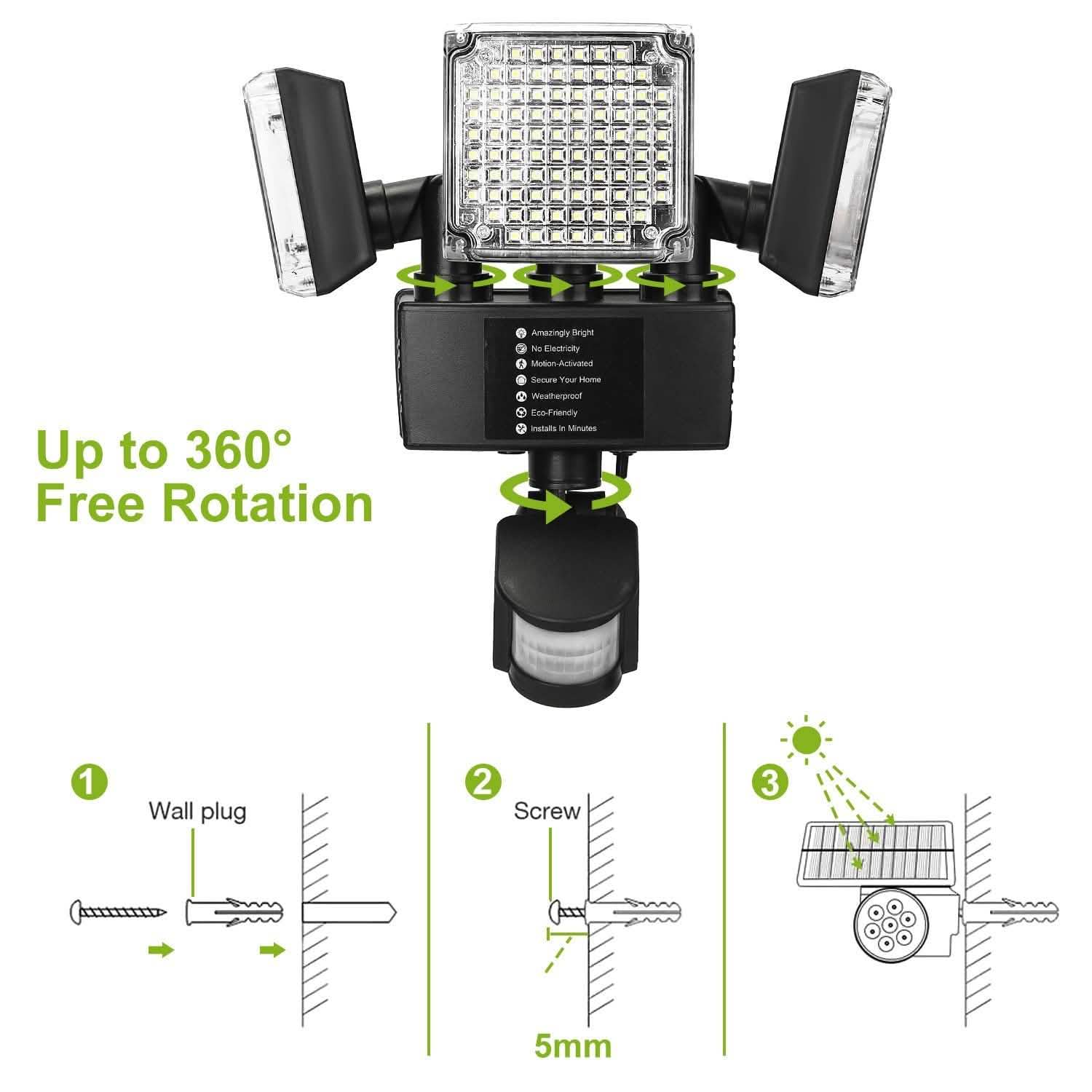 Solar Lights Outdoor 188 LEDs Outdoor Lighting - Tophatter Daily Deals