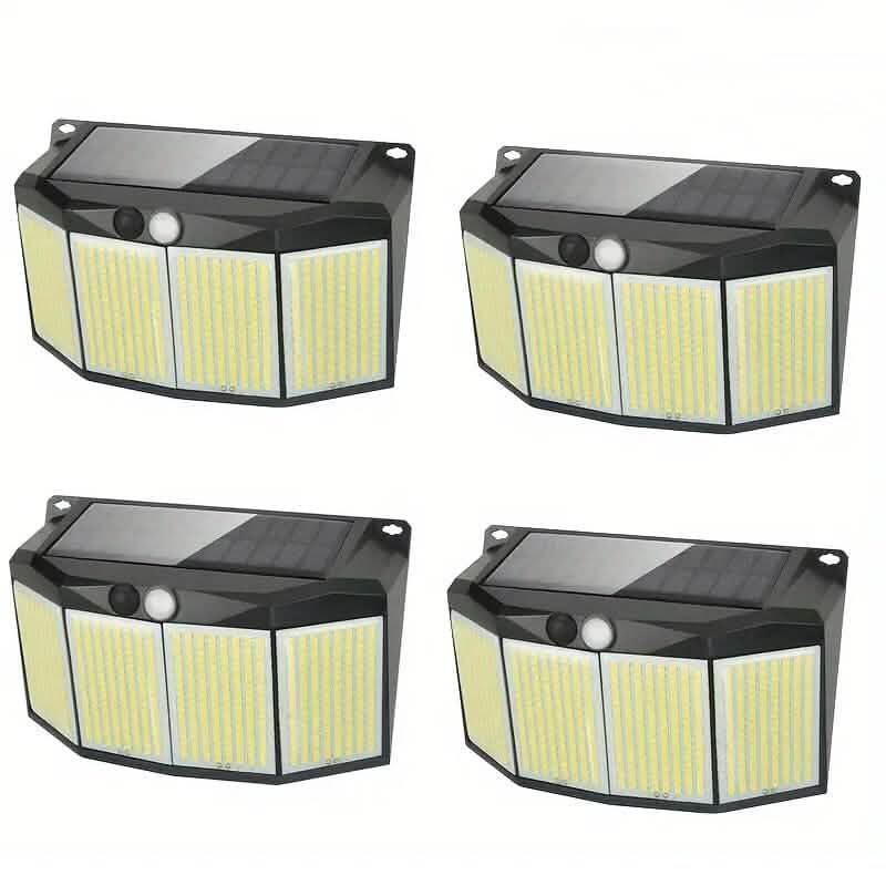 Solar Lights Outdoor 576 LED with Lights Reflector and 3 Lighting Modes 4-Piece Solar Outdoor Lights - Tophatter Daily Deals