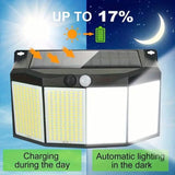 Solar Lights Outdoor 576 LED with Lights Reflector and 3 Lighting Modes Solar Outdoor Lights - Tophatter Daily Deals