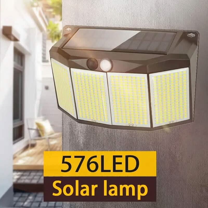 Solar Lights Outdoor 576 LED with Lights Reflector and 3 Lighting Modes Solar Outdoor Lights - Tophatter Daily Deals