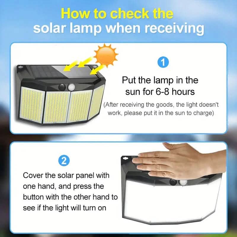 Solar Lights Outdoor 576 LED with Lights Reflector and 3 Lighting Modes Solar Outdoor Lights - Tophatter Daily Deals
