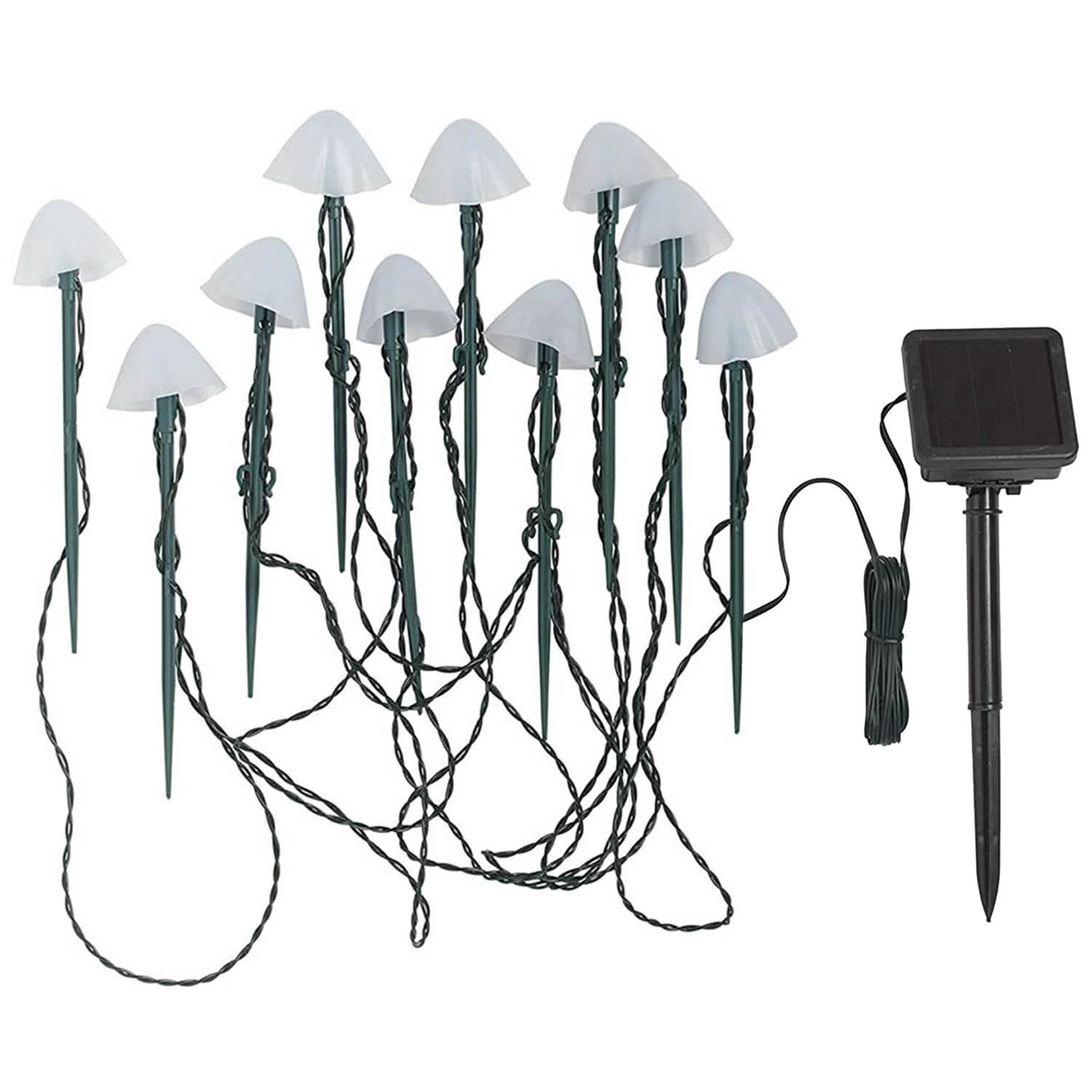Solar Mushroom Lights Outdoor Decoration 10 LED Light Stake Garden & Patio - Tophatter Daily Deals