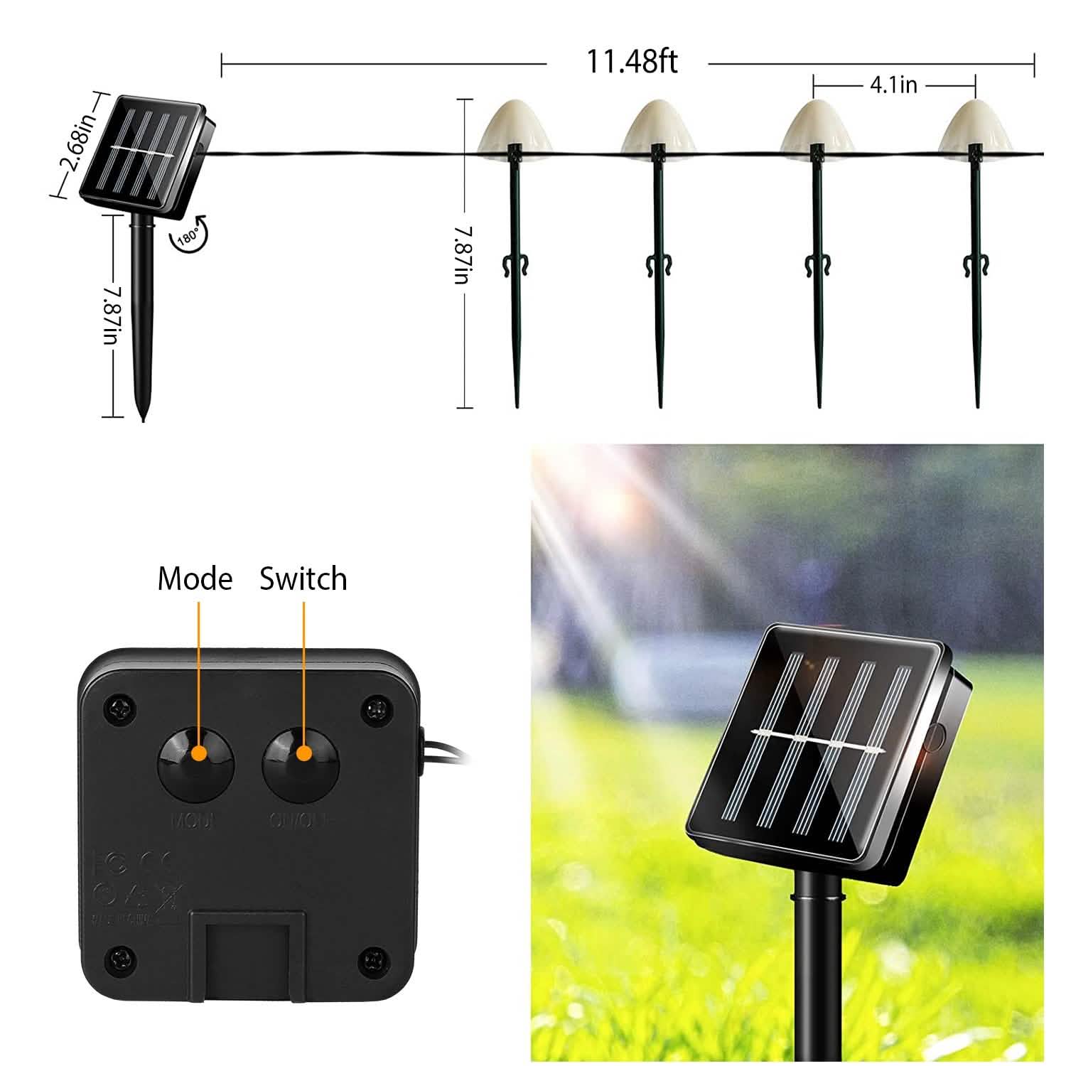 Solar Mushroom Lights Outdoor Decoration 10 LED Light Stake Garden & Patio - Tophatter Daily Deals