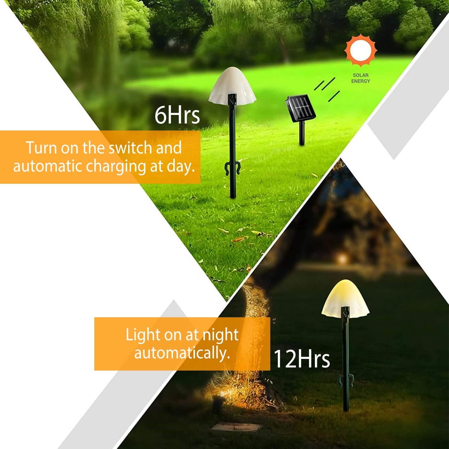 Solar Mushroom Lights Outdoor Decoration 10 LED Light Stake Garden & Patio - Tophatter Daily Deals