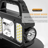 Solar Portable Flashlight & Handheld Searchlight with Side Lights Solar Outdoor Lights - Tophatter Daily Deals