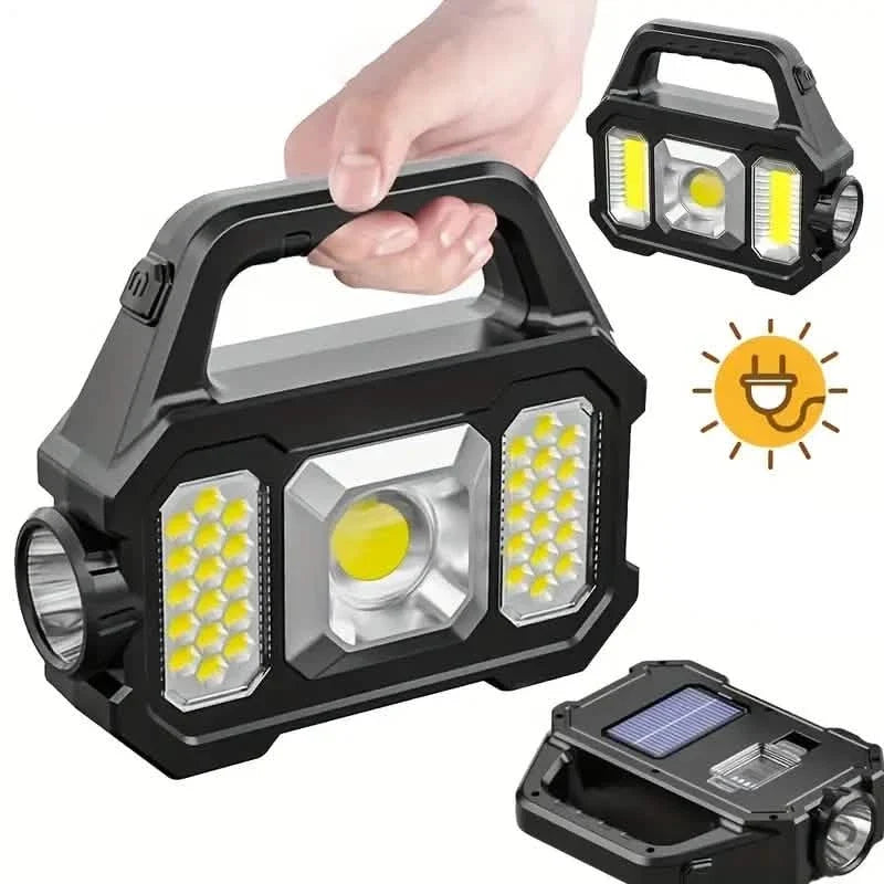 Solar Portable Flashlight & Handheld Searchlight with Side Lights Solar Outdoor Lights - Tophatter Daily Deals
