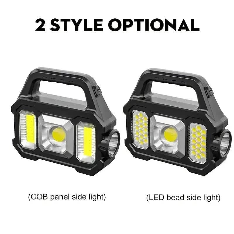 Solar Portable Flashlight & Handheld Searchlight with Side Lights Solar Outdoor Lights - Tophatter Daily Deals