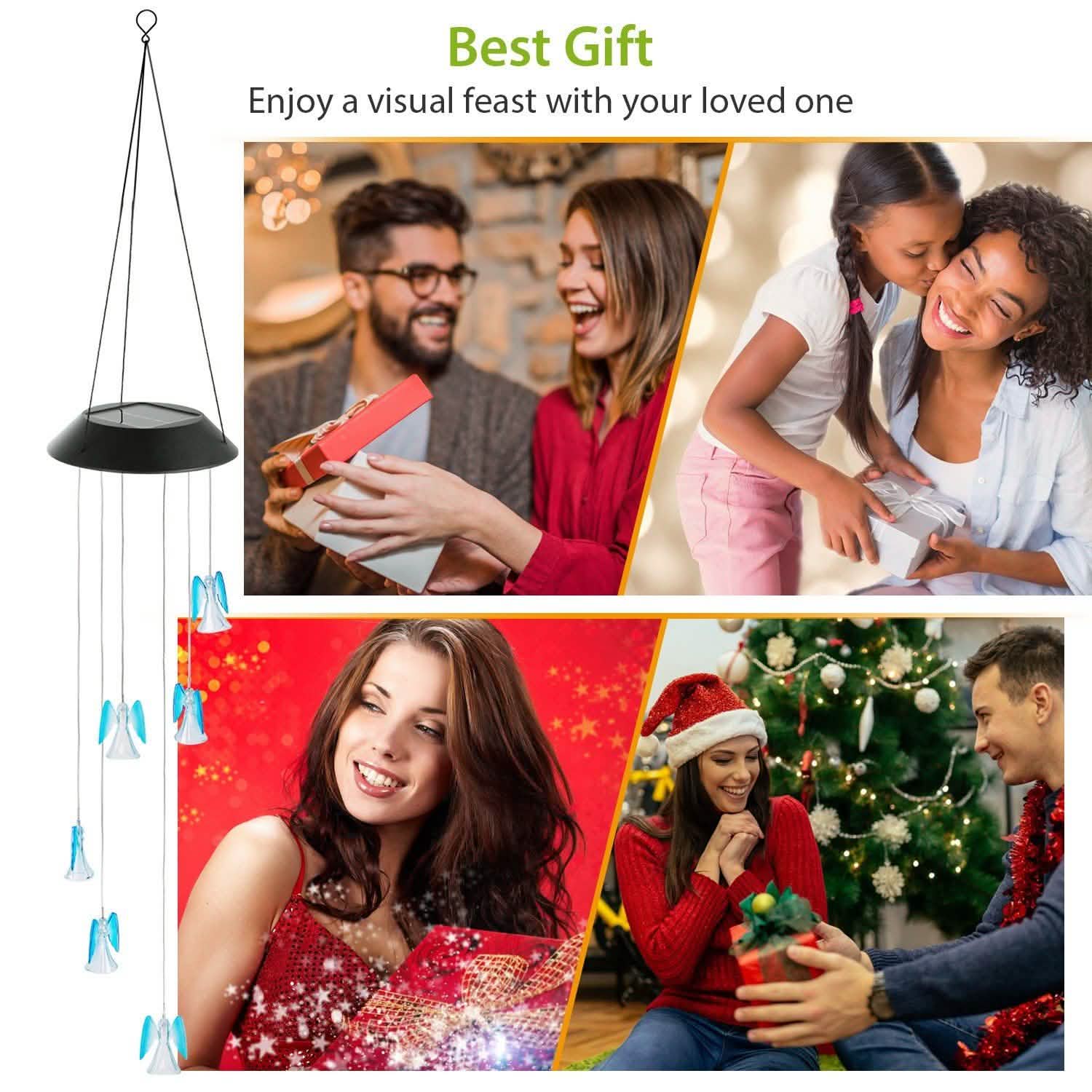 Solar Powered Angel Lights Wind Chimes LED Color Changing String & Fairy Lights - Tophatter Daily Deals