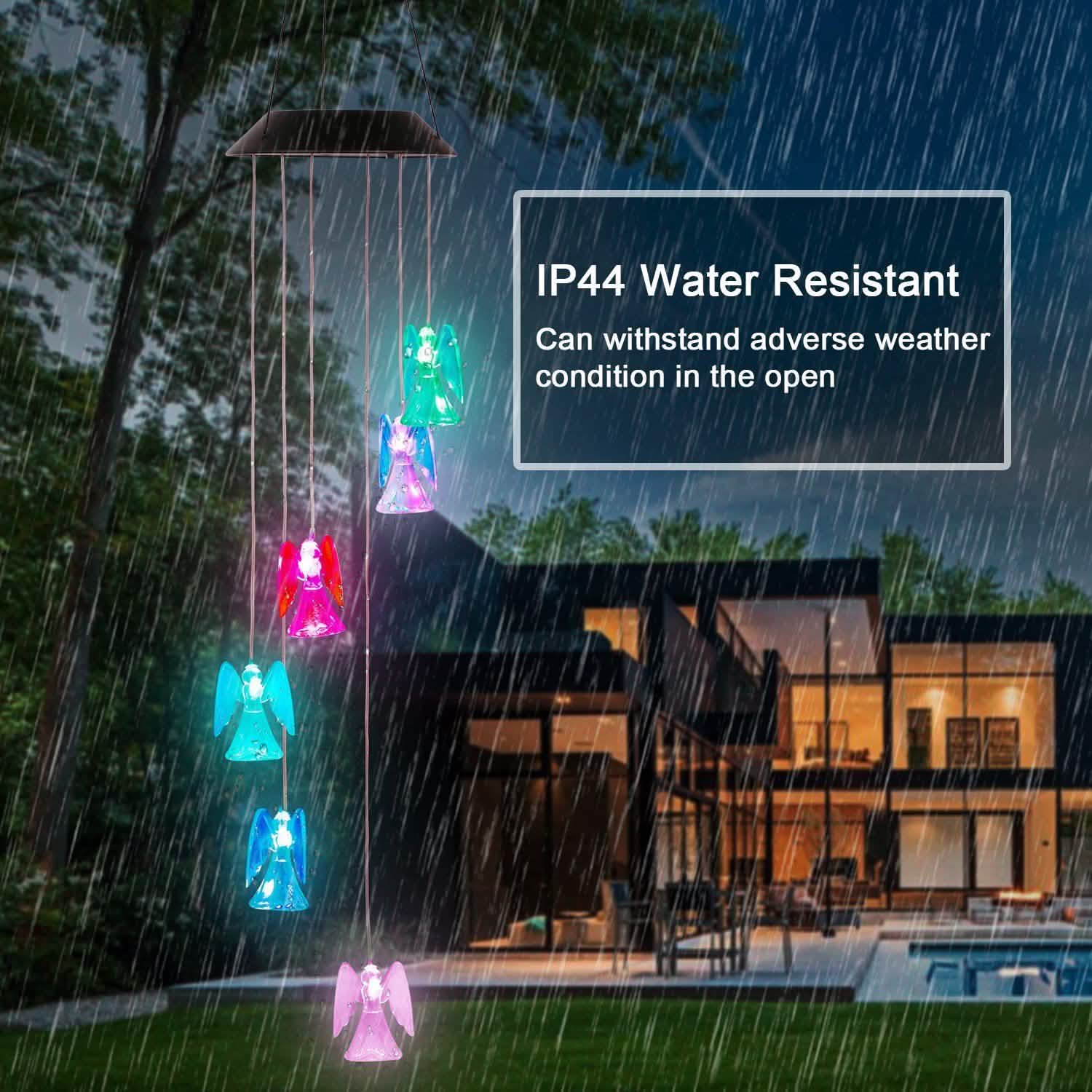 Solar Powered Angel Lights Wind Chimes LED Color Changing String & Fairy Lights - Tophatter Daily Deals