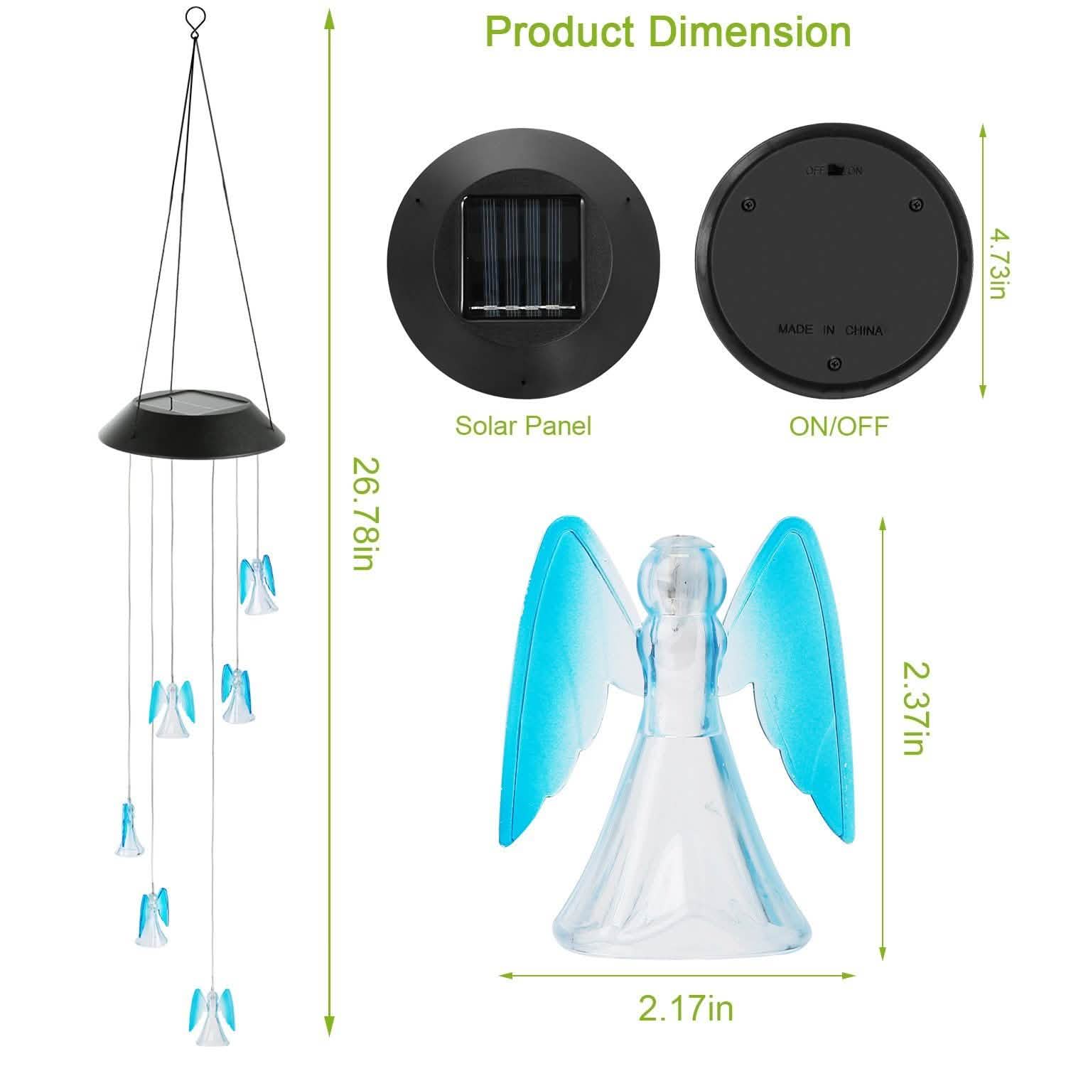 Solar Powered Angel Lights Wind Chimes LED Color Changing String & Fairy Lights - Tophatter Daily Deals