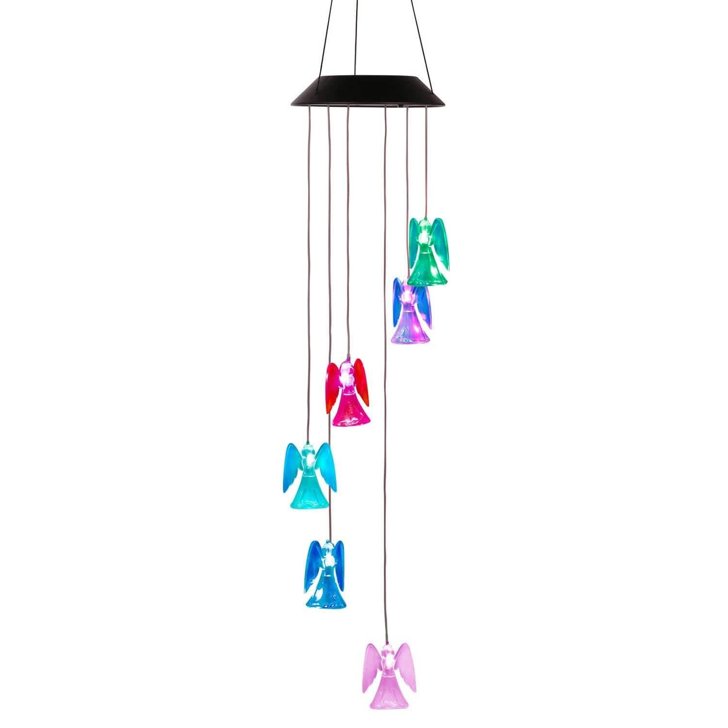 Solar Powered Angel Lights Wind Chimes LED Color Changing String & Fairy Lights - Tophatter Daily Deals