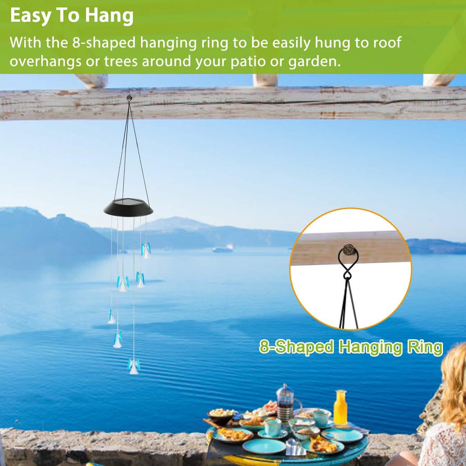 Solar Powered Angel Lights Wind Chimes LED Color Changing String & Fairy Lights - Tophatter Daily Deals