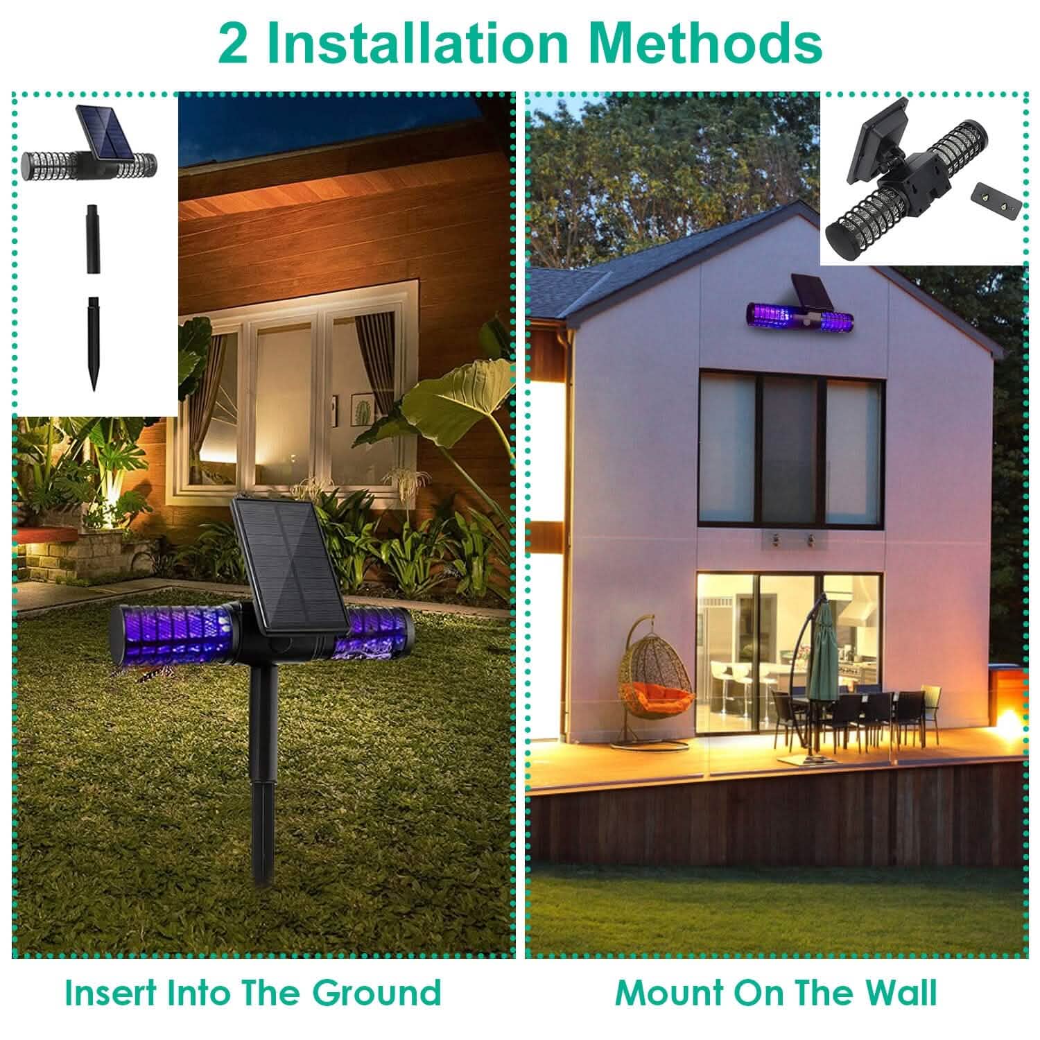 Solar Powered Bug Zapper LED Mosquito Killer Lamp Pest Control - Tophatter Daily Deals