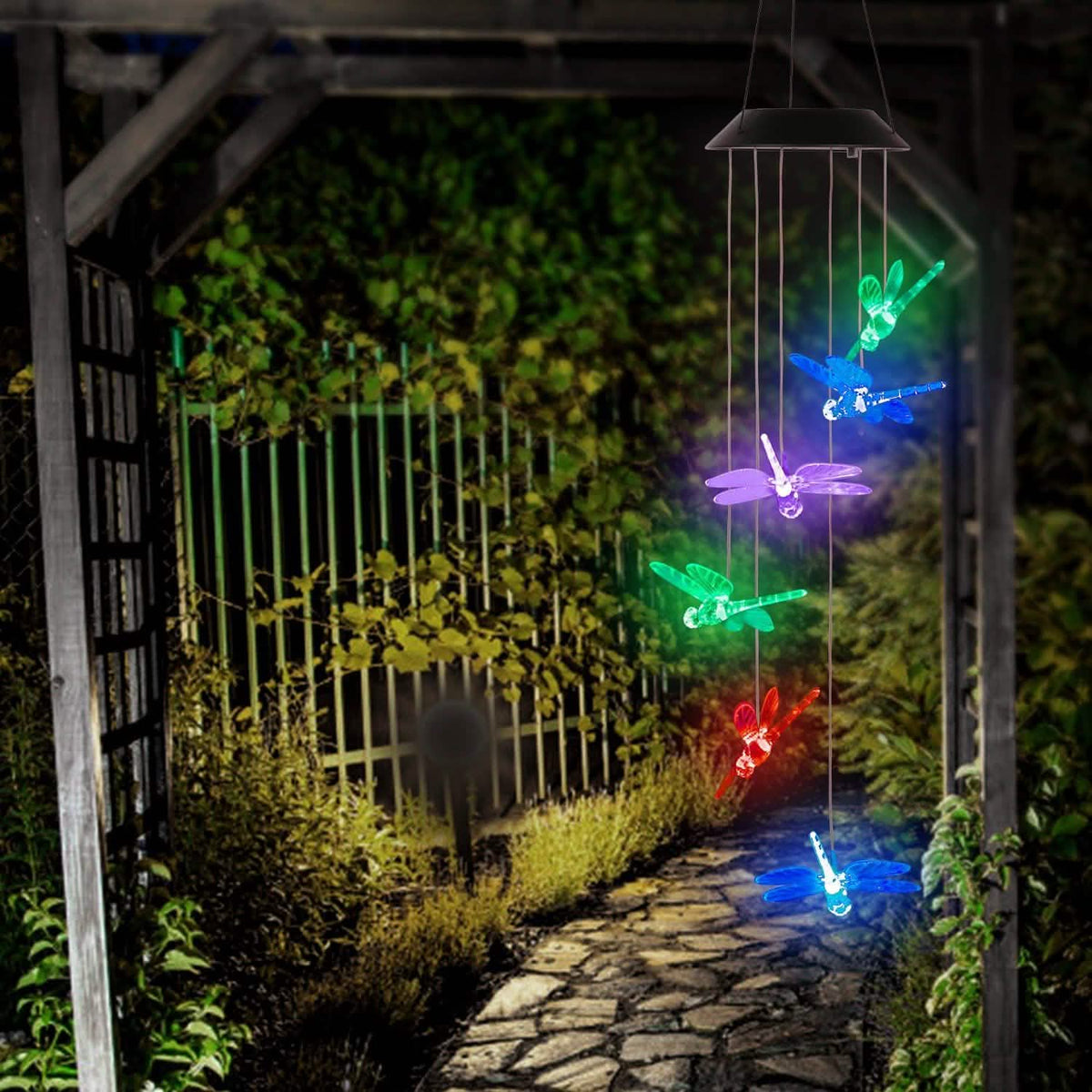 Solar Powered Dragonfly Lights Wind Chimes Solar Outdoor Lights - Tophatter Daily Deals