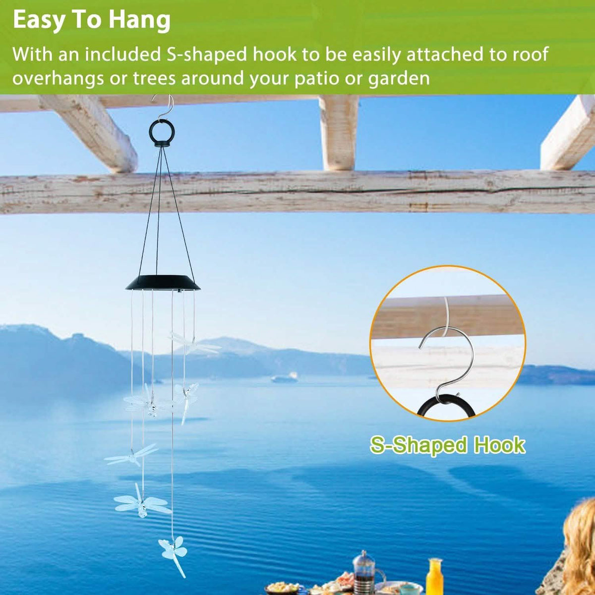Solar Powered Dragonfly Lights Wind Chimes Solar Outdoor Lights - Tophatter Daily Deals