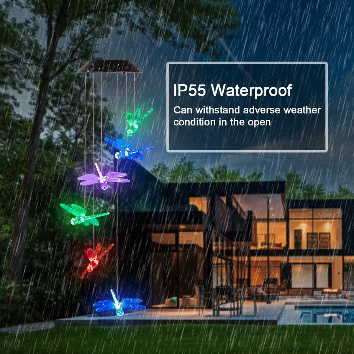 Solar Powered Dragonfly Lights Wind Chimes Solar Outdoor Lights - Tophatter Daily Deals