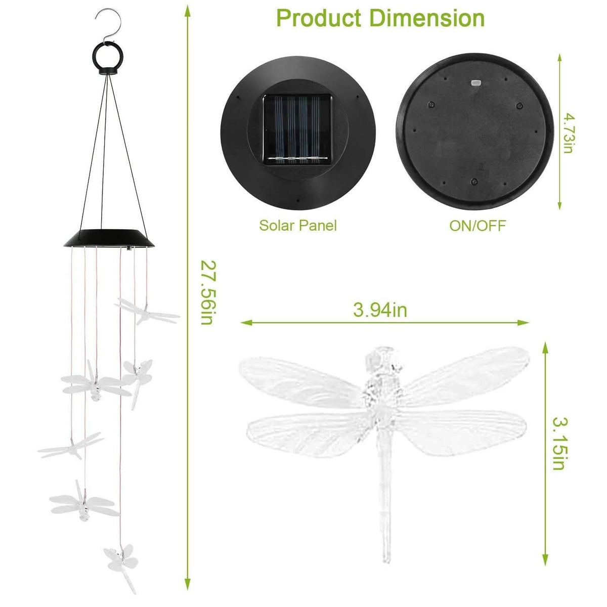 Solar Powered Dragonfly Lights Wind Chimes Solar Outdoor Lights - Tophatter Daily Deals