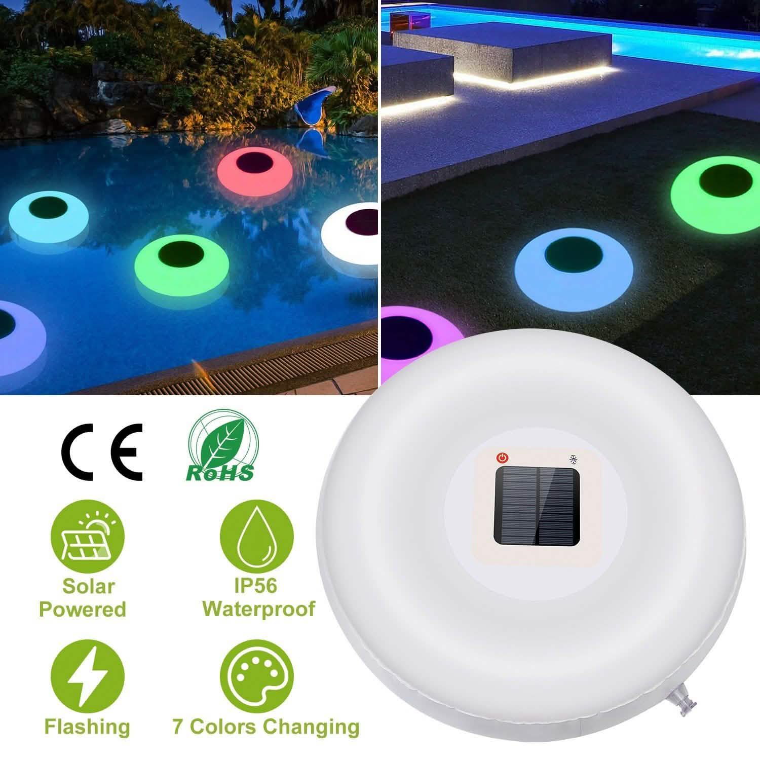 Solar Powered Floating Pool Lamps Light Sensor Outdoor Lighting - Tophatter Daily Deals