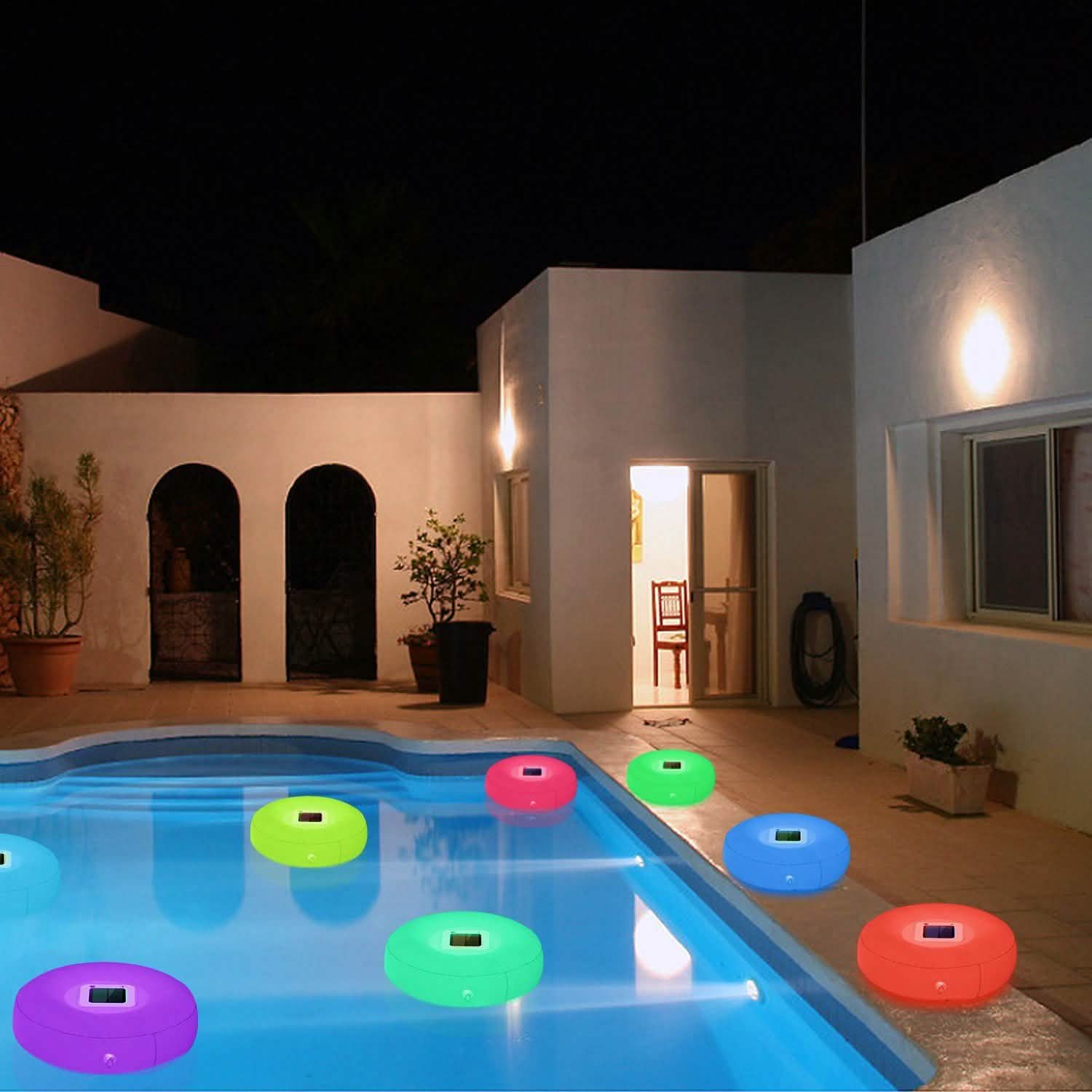 Solar Powered Floating Pool Lamps Light Sensor Outdoor Lighting - Tophatter Daily Deals