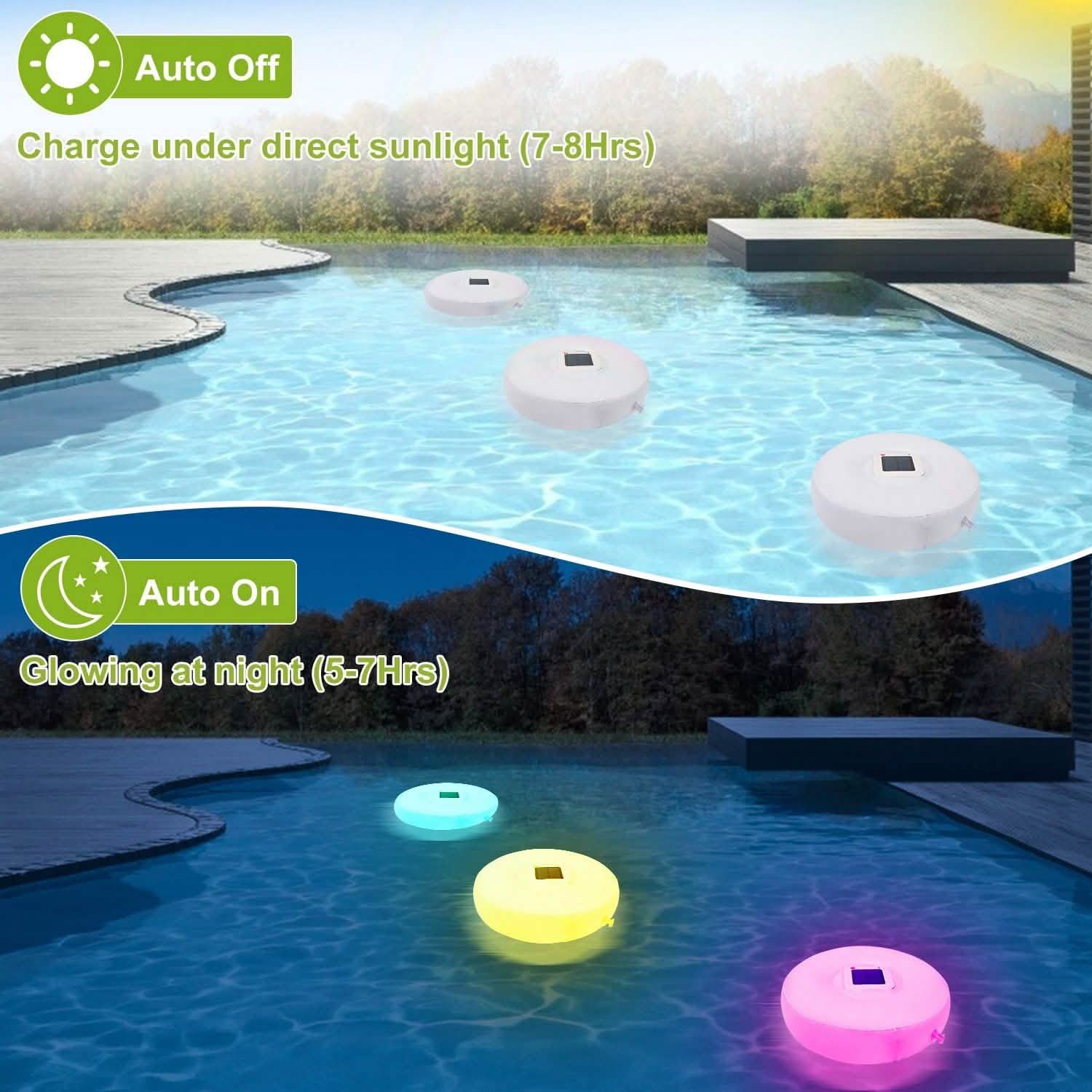 Solar Powered Floating Pool Lamps Light Sensor Outdoor Lighting - Tophatter Daily Deals