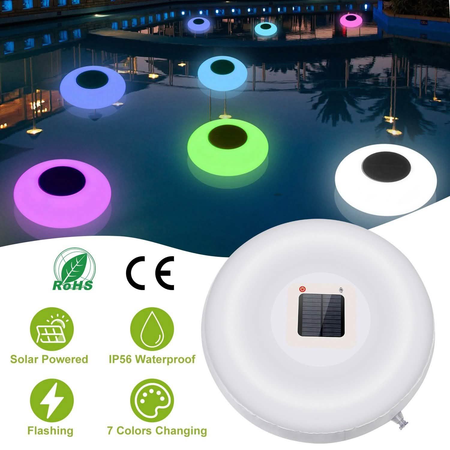 Solar Powered Floating Pool Lamps Light Sensor Outdoor Lighting - Tophatter Daily Deals
