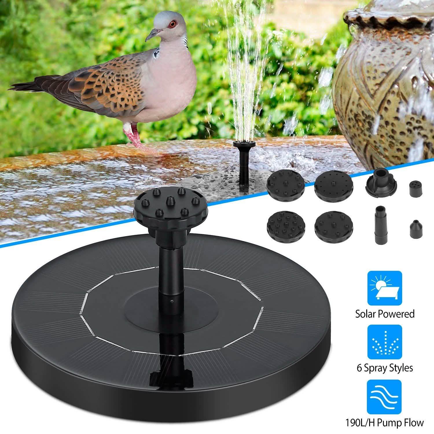 Solar Powered Fountain Pump Floating Bird Bath Pond Garden & Patio - Tophatter Daily Deals